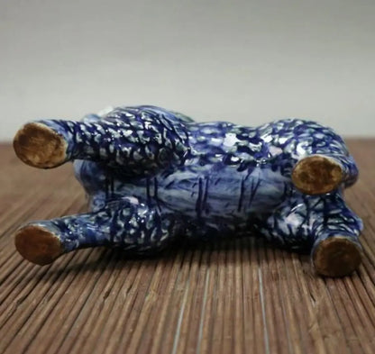 China seiko Blue and white ceramic kirin crafts statue A pair