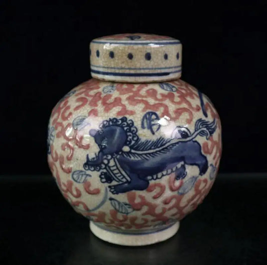 China seiko Blue and white ceramic lid jar crafts statue