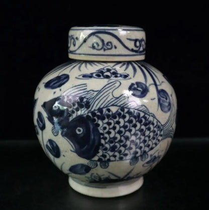 China seiko Blue and white ceramic lid jar crafts statue