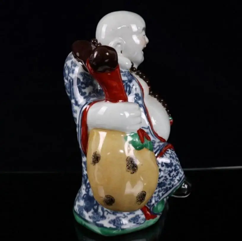 China seiko Blue and white ceramic maitreya Buddha crafts statue