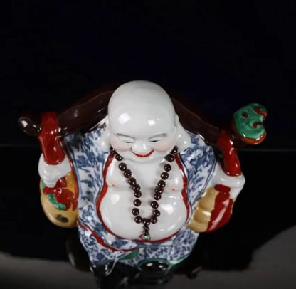 China seiko Blue and white ceramic maitreya Buddha crafts statue