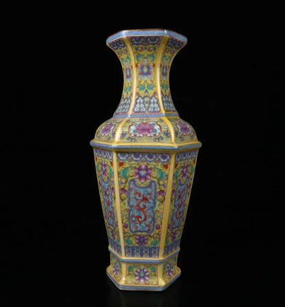 China seiko Enamel ceramic six parties vase crafts statue