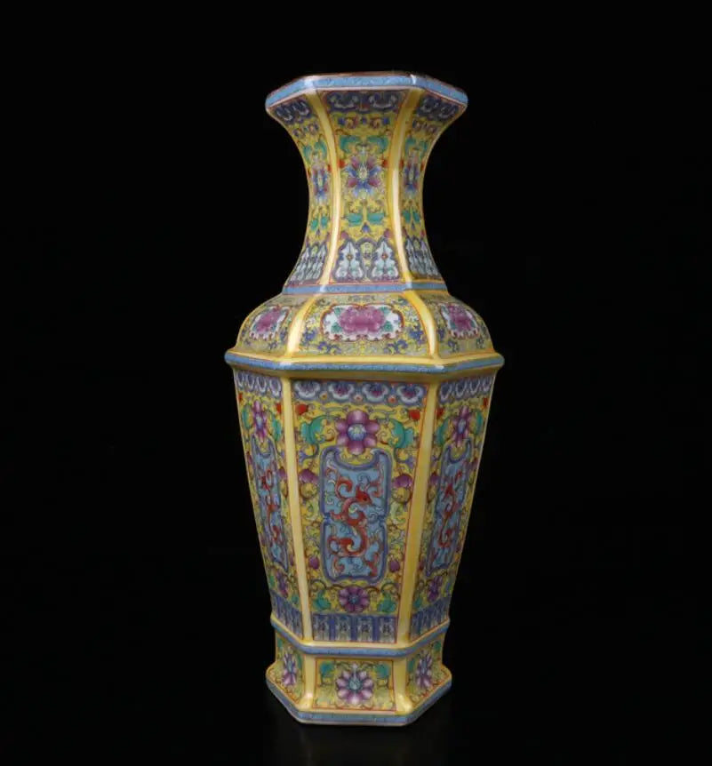 China seiko Enamel ceramic six parties vase crafts statue