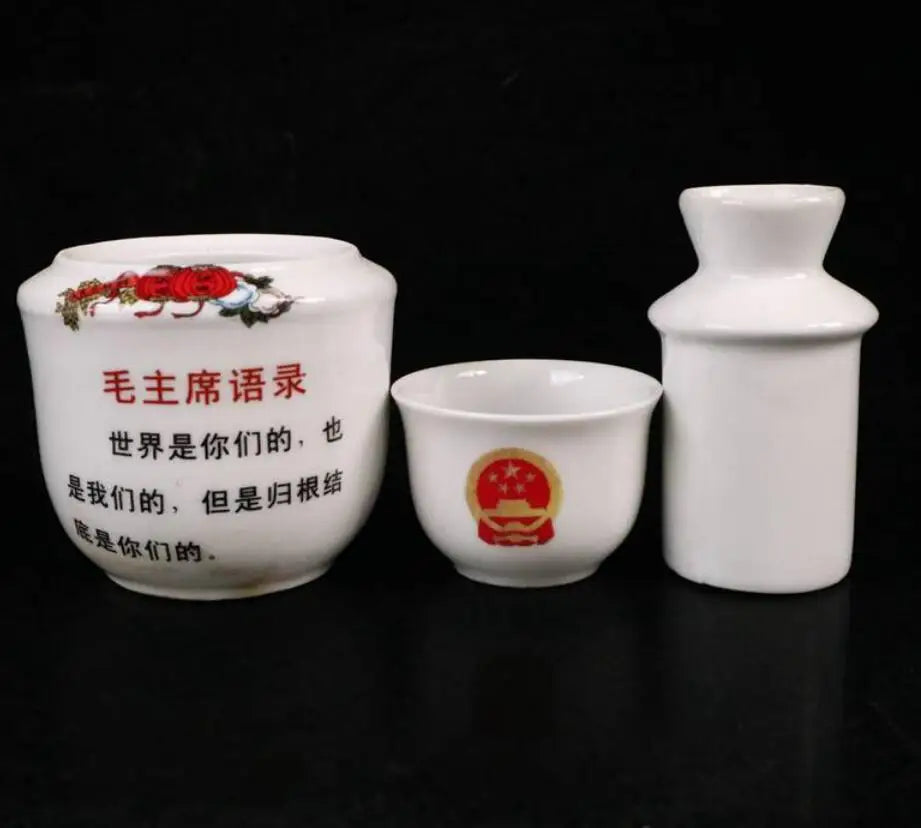 China seiko Mao Zedong and Lin Biao ceramic Warm wine pot crafts statue