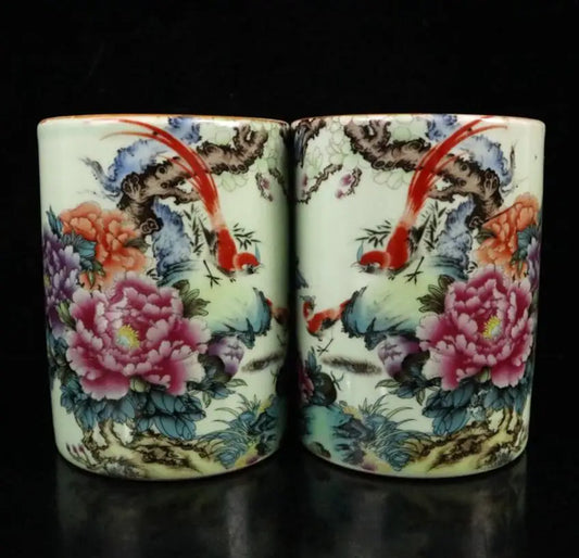 China seiko Pastel ceramic Pen holder crafts statue A pair