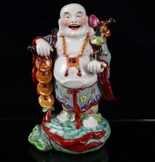 China seiko Pastel ceramic ruyi maitreya Buddha crafts statue