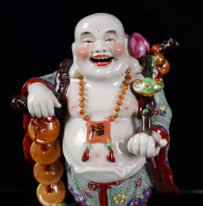 China seiko Pastel ceramic ruyi maitreya Buddha crafts statue