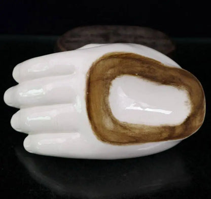 China seiko White glaze ceramic Buddha hand palm small monk crafts statue