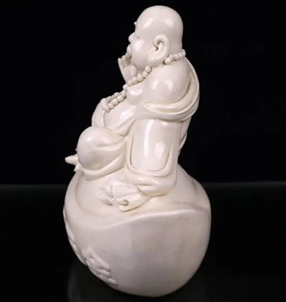 China seiko White glaze ceramic Ingots maitreya Buddha wealth crafts statue