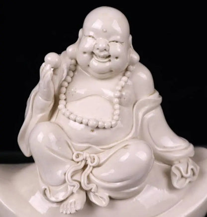 China seiko White glaze ceramic Ingots maitreya Buddha wealth crafts statue