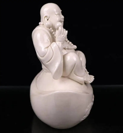 China seiko White glaze ceramic Ingots maitreya Buddha wealth crafts statue