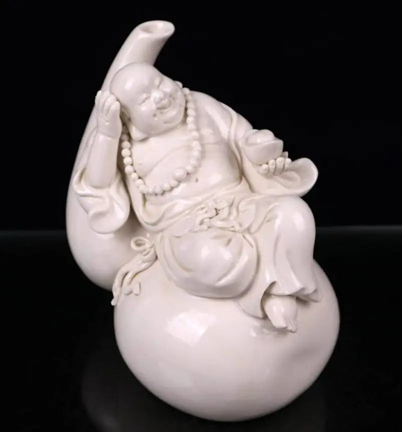 China seiko White glaze ceramic gourd maitreya Buddha crafts statue