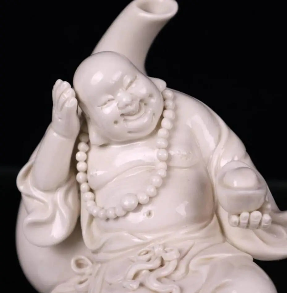 China seiko White glaze ceramic gourd maitreya Buddha crafts statue