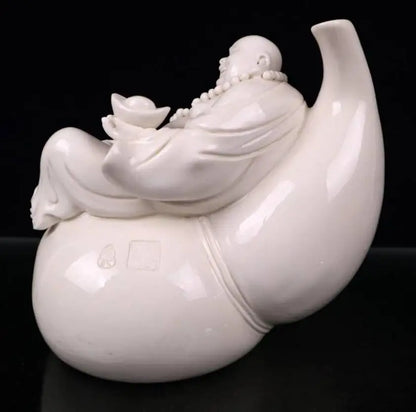 China seiko White glaze ceramic gourd maitreya Buddha crafts statue