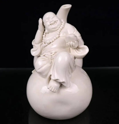 China seiko White glaze ceramic gourd maitreya Buddha crafts statue