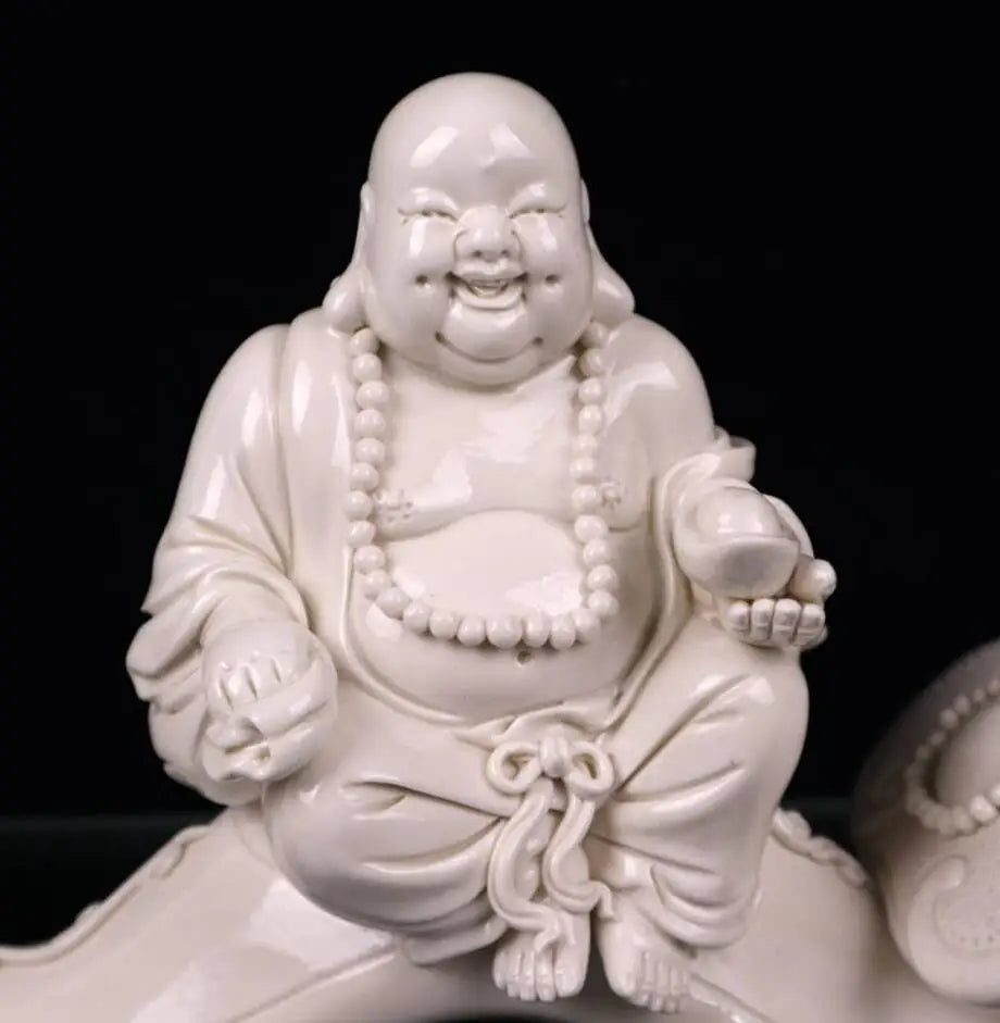 China seiko White glaze ceramic ruyi maitreya Buddha crafts statue