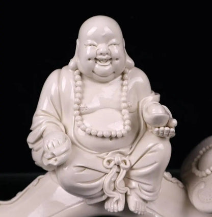 China seiko White glaze ceramic ruyi maitreya Buddha crafts statue