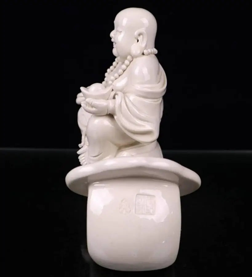 China seiko White glaze ceramic ruyi maitreya Buddha crafts statue