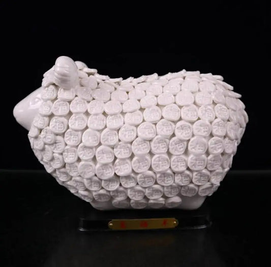 China seiko White glaze ceramic sheep wealth crafts statue