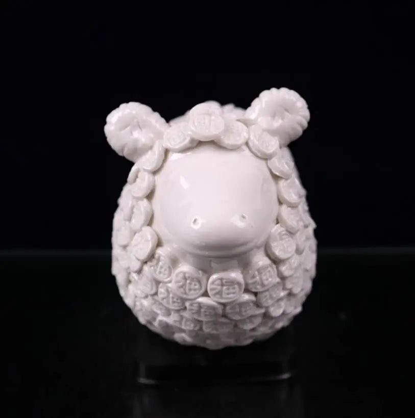 China seiko White glaze ceramic sheep wealth crafts statue