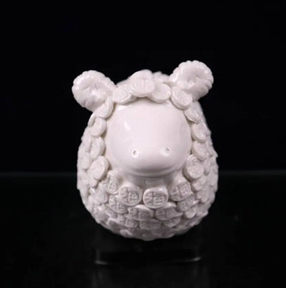 China seiko White glaze ceramic sheep wealth crafts statue