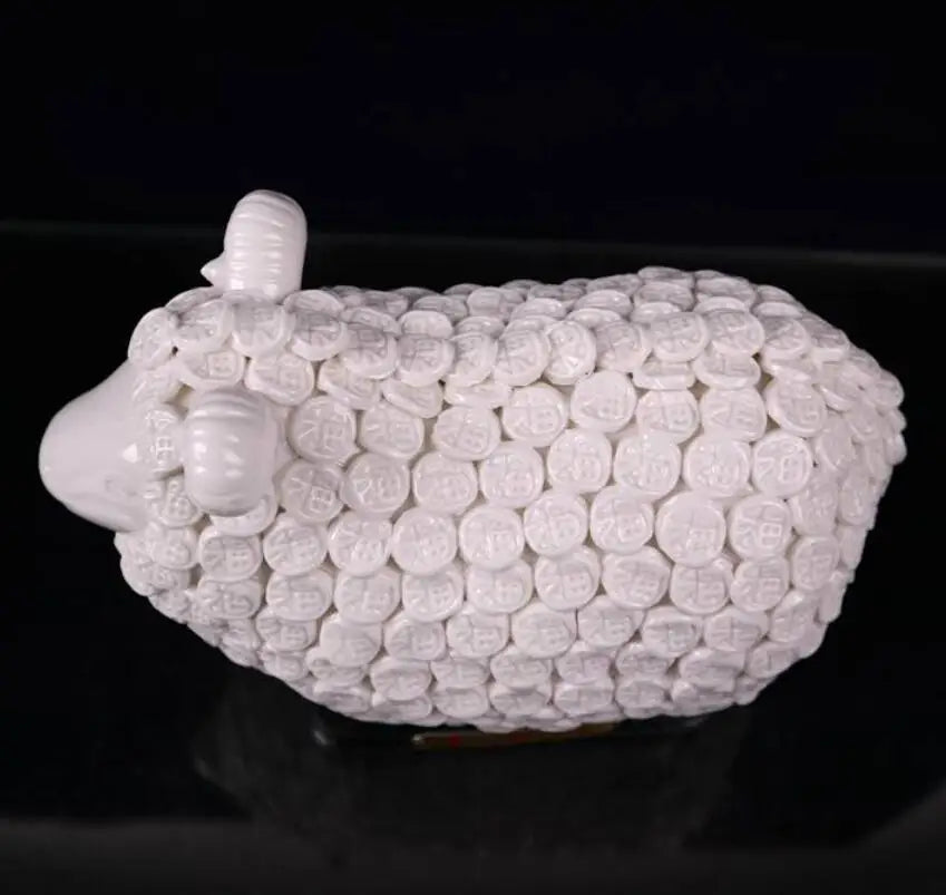 China seiko White glaze ceramic sheep wealth crafts statue