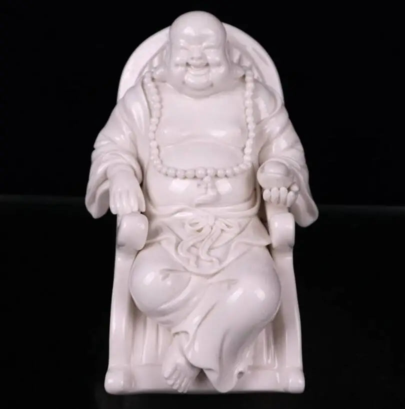 China seiko White glaze ceramic sit maitreya Buddha crafts statue