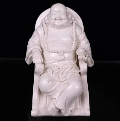 China seiko White glaze ceramic sit maitreya Buddha crafts statue