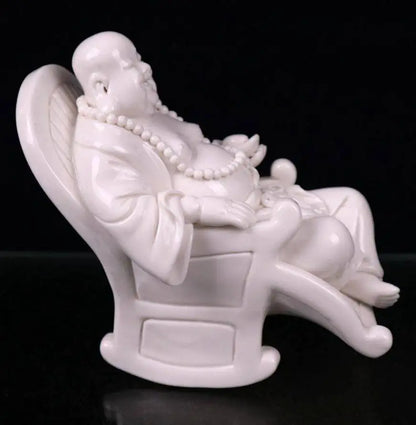 China seiko White glaze ceramic sit maitreya Buddha crafts statue