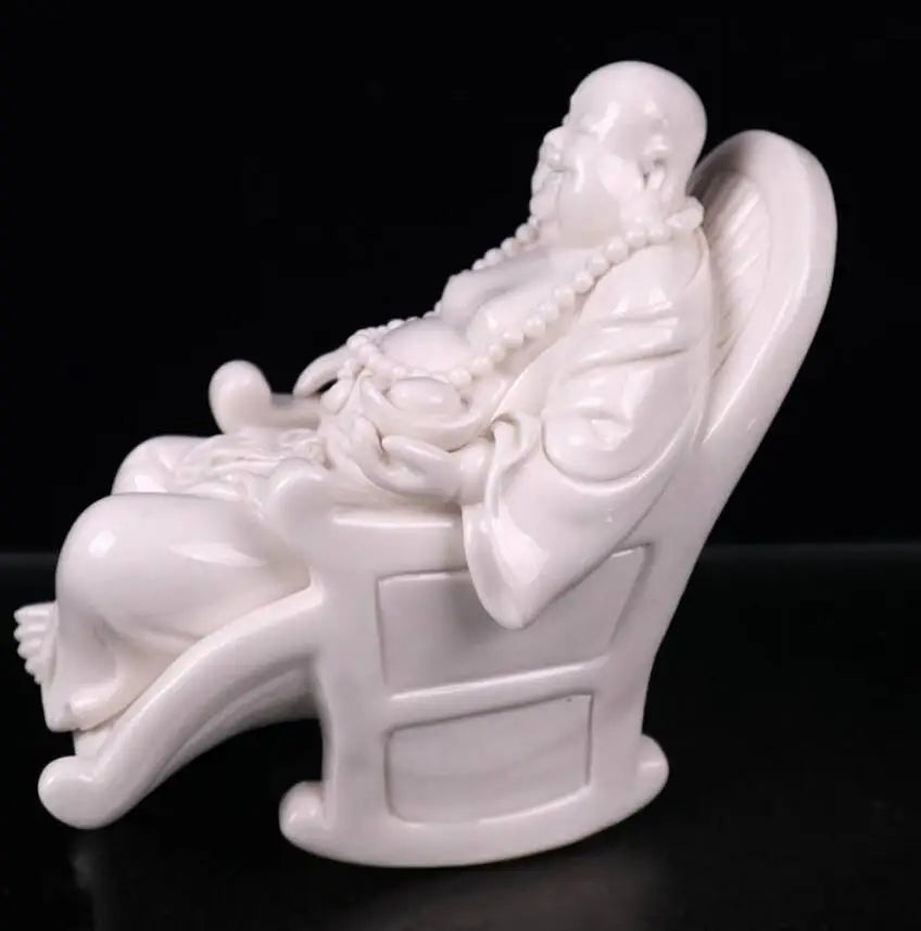 China seiko White glaze ceramic sit maitreya Buddha crafts statue