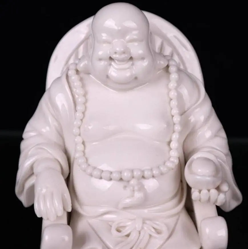 China seiko White glaze ceramic sit maitreya Buddha crafts statue