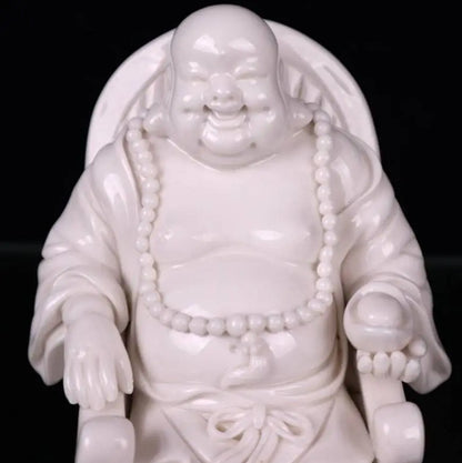 China seiko White glaze ceramic sit maitreya Buddha crafts statue