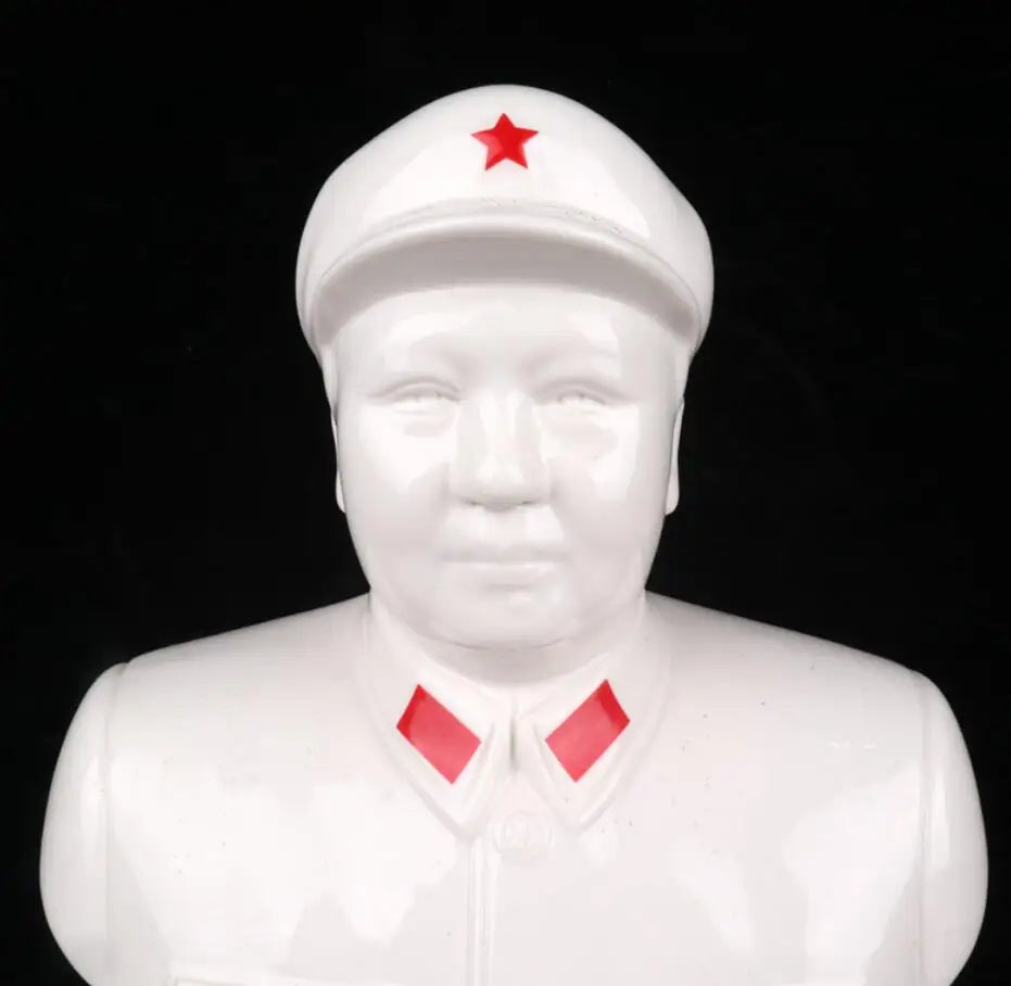 China seiko White glazed ceramic Great leader Mao Zedong crafts statue