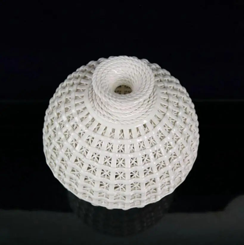 China seiko White glazed ceramic Hollow out vase crafts statue
