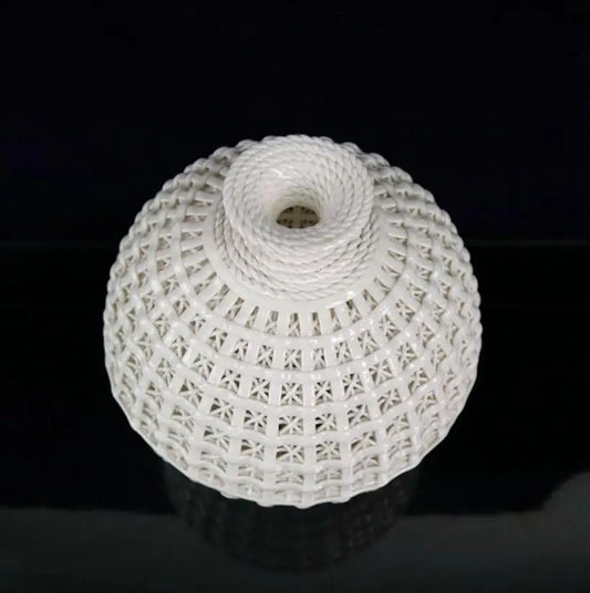 China seiko White glazed ceramic Hollow out vase crafts statue