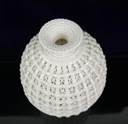 China seiko White glazed ceramic Hollow out vase crafts statue
