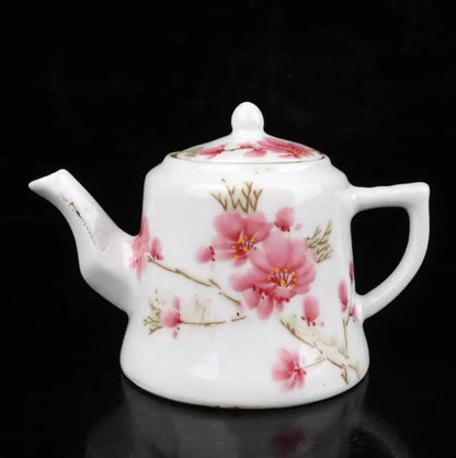 China seiko White glazed ceramic peach blossom teapot crafts statue