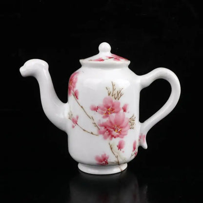 China seiko White glazed ceramic peach blossom teapot crafts statue