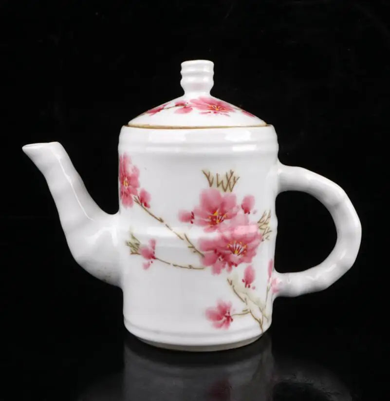 China seiko White glazed ceramic peach blossom teapot crafts statue
