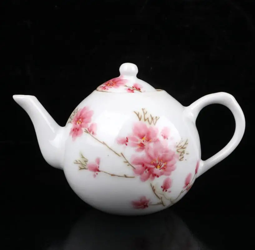 China seiko White glazed ceramic peach blossom teapot crafts statue