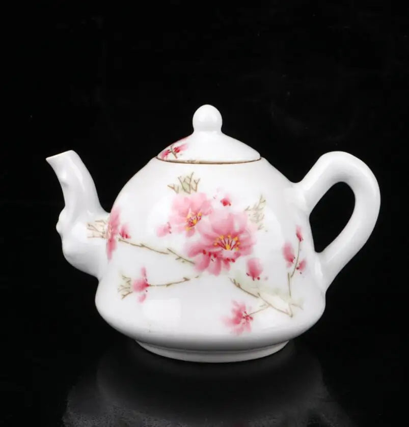 China seiko White glazed ceramic peach blossom teapot crafts statue