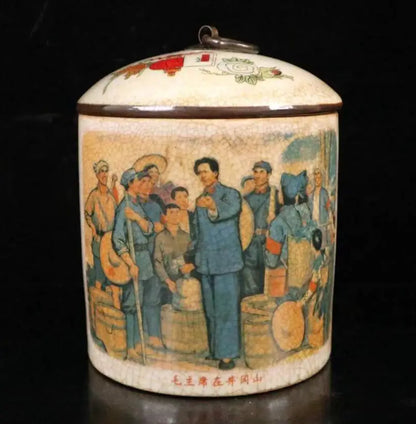 China seiko archaize ceramic tea leaf tank crafts statue