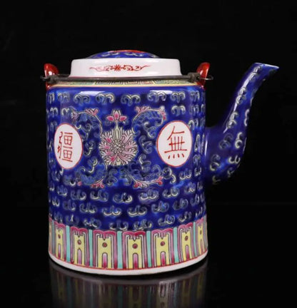 China seiko blue ceramic teapot crafts statue