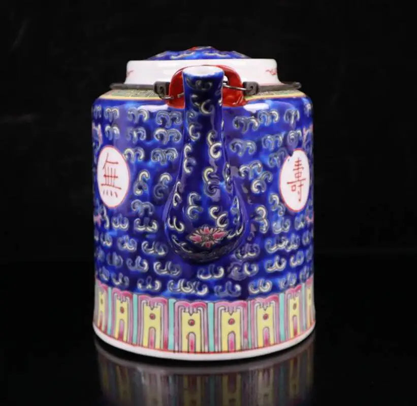 China seiko blue ceramic teapot crafts statue