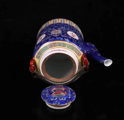 China seiko blue ceramic teapot crafts statue