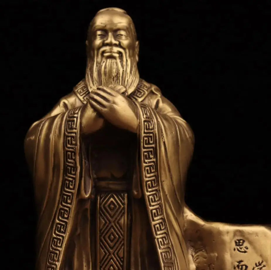 China seiko brass Confucius Pen holder crafts statue