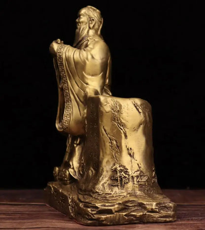 China seiko brass Confucius Pen holder crafts statue