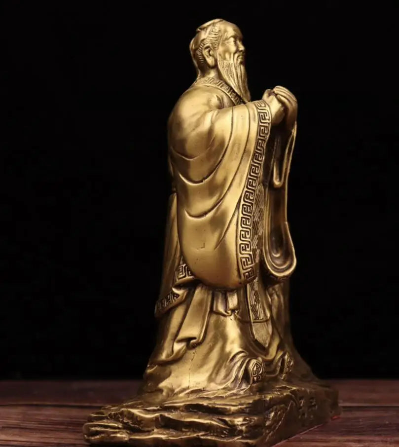 China seiko brass Confucius Pen holder crafts statue