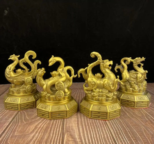 China seiko brass Four god beast crafts statue A set