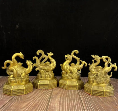 China seiko brass Four god beast crafts statue A set